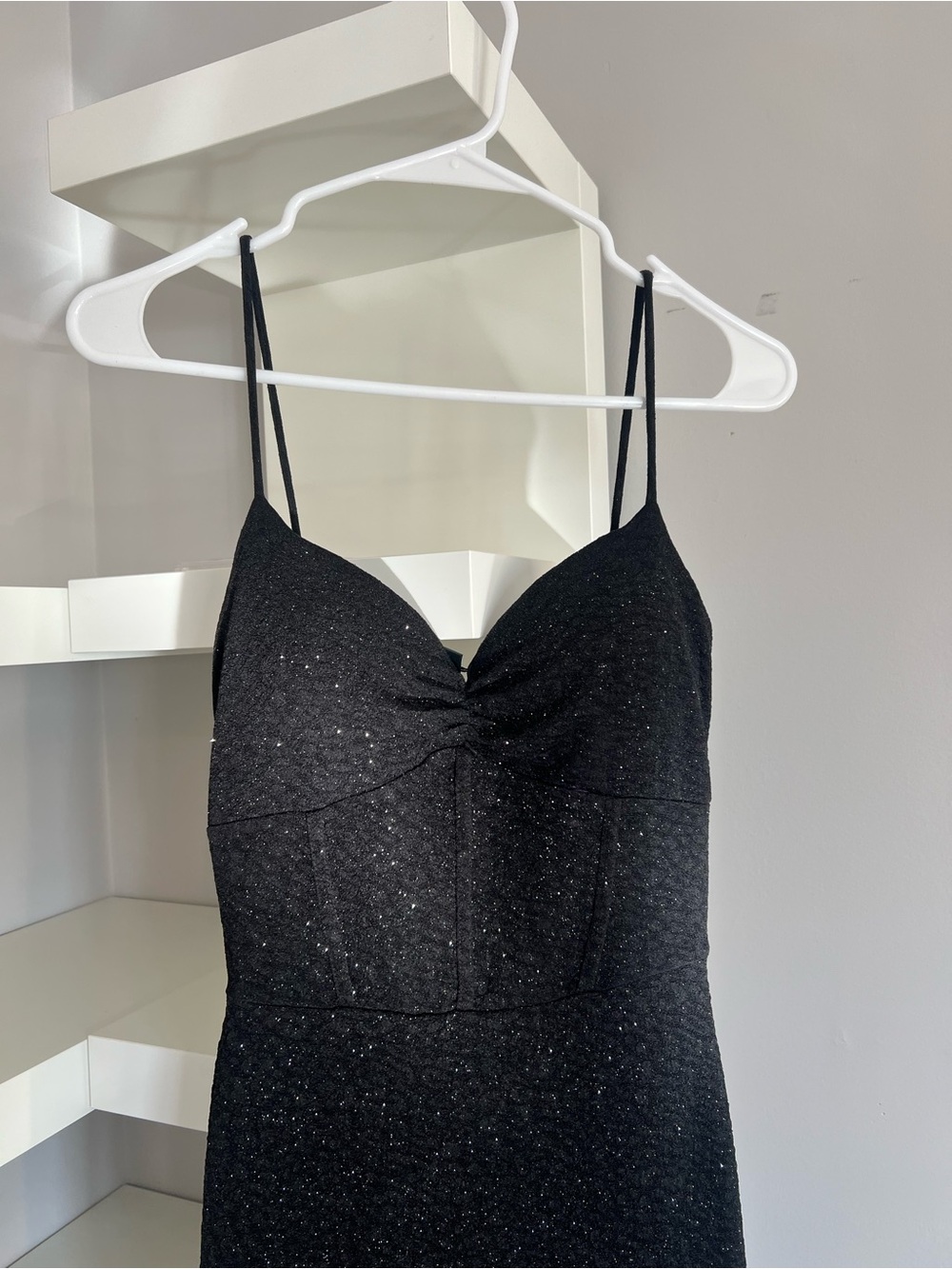 Black Sparkle Spaghetti Strap Dress